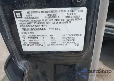 2006 Chevrolet Avalanche 1500 Ls from USA, damaged, VIN 3GNEC12Z36G206486